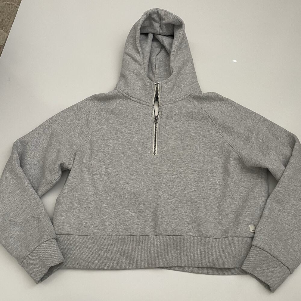 VUORI Restore Half Zip Hoodie French Terry Gray Heather Women's Size XL EUC